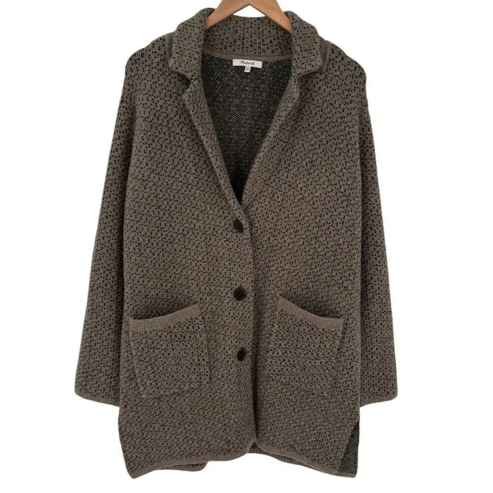 Madewell Bird's‎ Eye Sweater Coat Coziest Yarn Heather Cedar Tan XXS Oversized